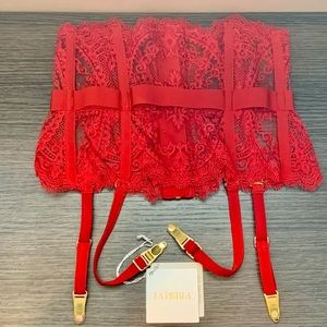 La Perla red lace garter -  Size Small